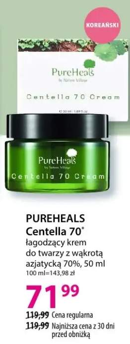 Łagodzący krem do twarzy z wąkrotą azjatycką 70% Centella 70