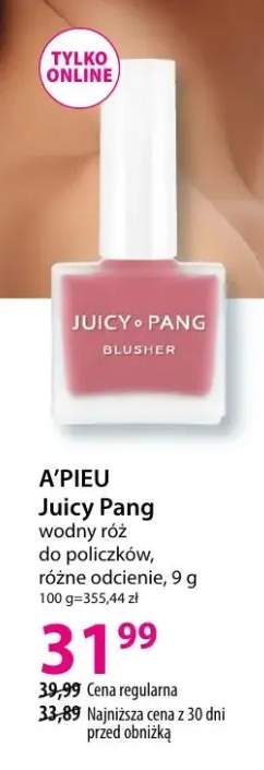 Wodny róż Juicy Pang do policzków, różne odcienie