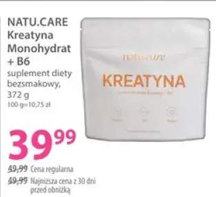 Suplement diety bezsmakowy Kreatyna Monohydrat + B6 Natu.Care