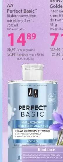 Hialuronowy płyn micelarny 3 w 1 AA Perfect Basic