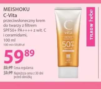Przeciwsłoneczny krem do twarzy z filtrem SPF50+ PA++++ z wit. C i ceramidami MEISHOKU C-Vita