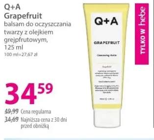 Balsam do oczyszczania twarzy z olejkiem grejpfrutowym Q+A Grapefruit