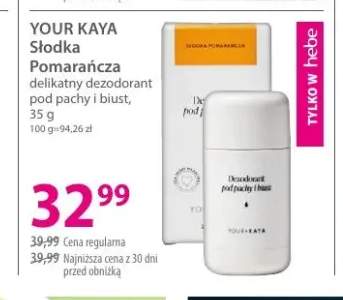 Delikatny dezodorant pod pachy i biust YOUR KAYA Słodka Pomarańcza