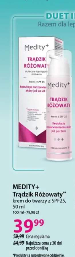 Krem do twarzy z SPF25 Medity+ Trądzik Różowaty