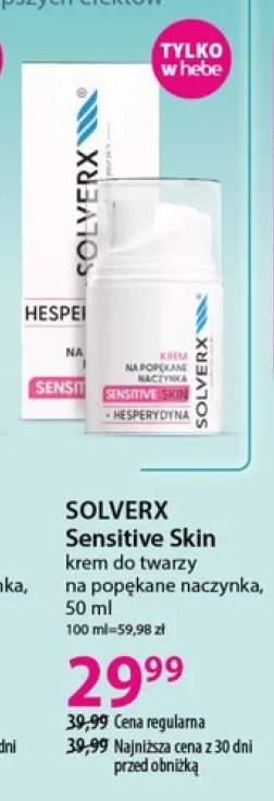 Krem do twarzy Solverx Sensitive Skin na popękane naczynka