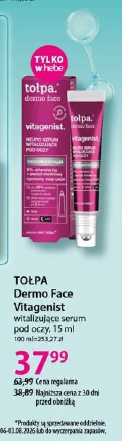 Witalizujące serum pod oczy Tołpa Dermo Face Vitagenist