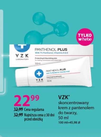 Skoncentrowany krem z pantenolem do twarzy VZK Panthenol Plus