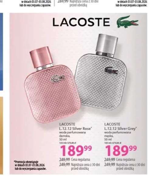 Woda perfumowana damska Lacoste L.12,12 Silver Rose +1 wariant