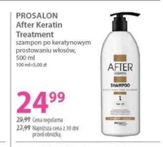 Szampon po keratynowym prostowaniu włosów Prosalon After Keratin Treatment
