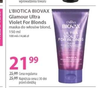 Maska do włosów blond L'biotica Biovax Glamour Ultra Violet For Blonds