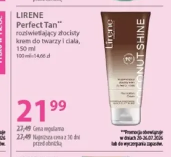 Krem do twarzy i ciała rozświetlający złocisty Lirene Perfect Tan
