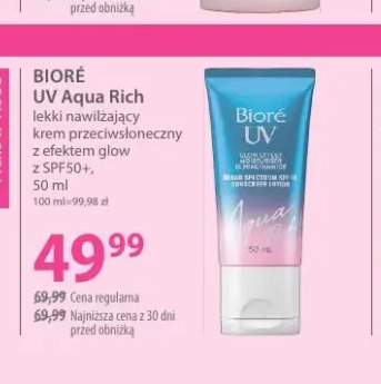 UV Aqua Rich lekki nawilżający krem przeciwsłoneczny z efektem glow z SPF50+ Bioré