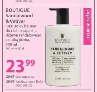 Luksusowy balsam do ciała o zapachu drzewa sandałowego z nutką piżma Sandalwood & Vetiver Boutique