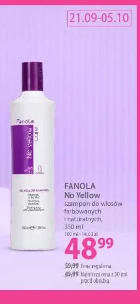 Szampon do włosów farbowanych i naturalnych No Yellow Fanola