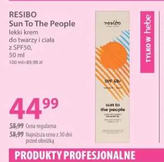 Lekki krem do twarzy i ciała z SPF50 Sun To The People Resibo