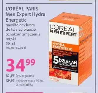 Nawilżający krem do twarzy przeciw oznakom zmęczenia męski Men Expert Hydra Energetic L'Oréal Paris