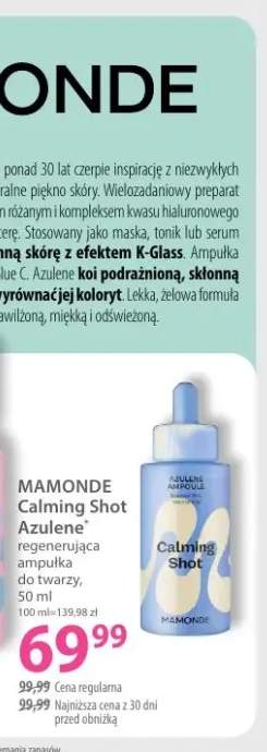 Regenerująca ampułka do twarzy Calming Shot Azulene Mamonde
