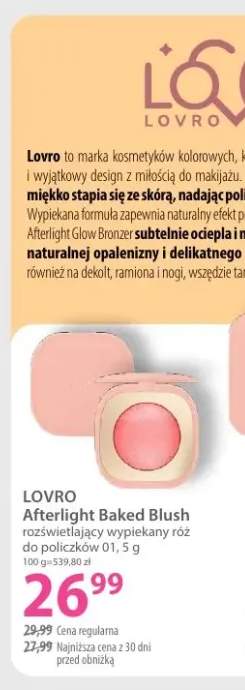 Rozświetlający wypiekany róż do policzków 01 Afterlight Baked Blush Lovro