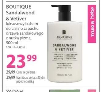 Luksusowy balsam do ciała o zapachu drzewa sandałowego z nutką piżma Sandalwood & Vetiver Boutique