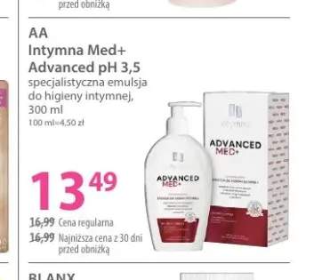 Specjalistyczna emulsja do higieny intymnej Intymna Med+ Advanced pH 3,5 AA