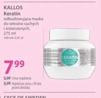 Keratin odbudowująca maska do włosów suchych i zniszczonych Kallos