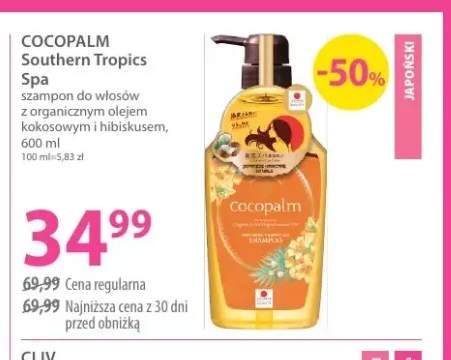 Szampon do włosów Cocopalm Southern Tropics Spa z organicznym olejem kokosowym i hibiskusem