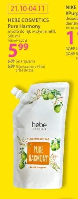 Mydło do rąk w płynie refill Pure Harmony Hebe Cosmetics