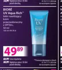 Lekki nawilżający krem przeciwsłoneczny z SPF50+ UV Aqua Rich Bioré