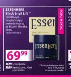 Nawilżająco-wygładzający krem do twarzy ze śluzem ślimaka Black Snail Lift Essenherb