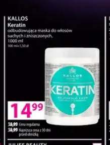 Odbudowująca maska do włosów suchych i zniszczonych Keratin Kallos