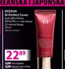Krem BB z filtrem SPF42/PA+++ do twarzy 23 natural beige M Perfect Cover Missha